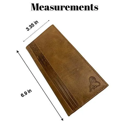 Genuine Leather Long Bifold Checkbook Cover Wallet Multi Card Pocket Holder USA Series RFID154HU
